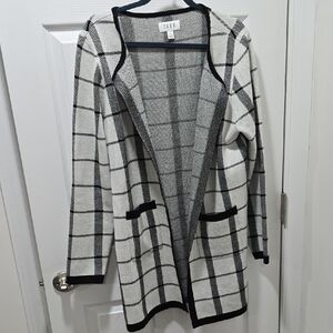 Elle Black and White Plaid Cardigan